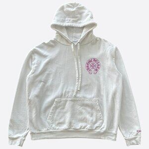 Chrome Hearts White & Purple Glitter Horseshoe Logo Hoodie